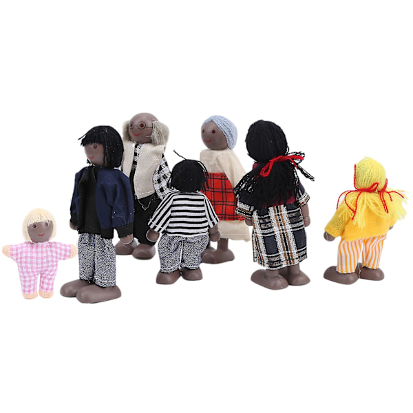 Träfamiljdockor, Miniatyrfigurer, Leksakssats, Dekorationer, Utbildande Dockhustillbehör (FMY)