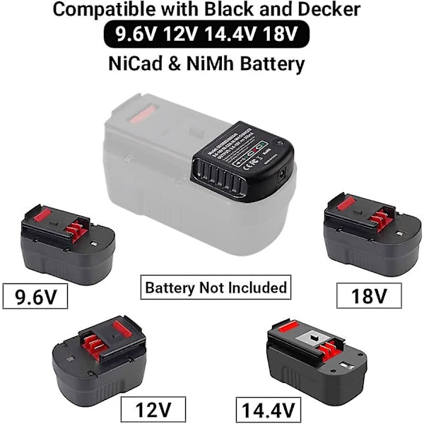 Reservedelelader kompatibel med Black & Decker 9,6v 12v 14,4v 18v Nicad Nimh batteri Hpb18-ope Hpb18 Hpb14 Hpb12 Hpb96 244760-00 A1718 Fsb18
