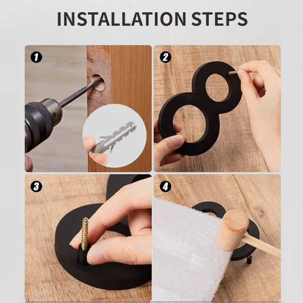Adress Stor modern dörr alfabetet flytande husnummer bokstäver Black 6 Black Black Black 6