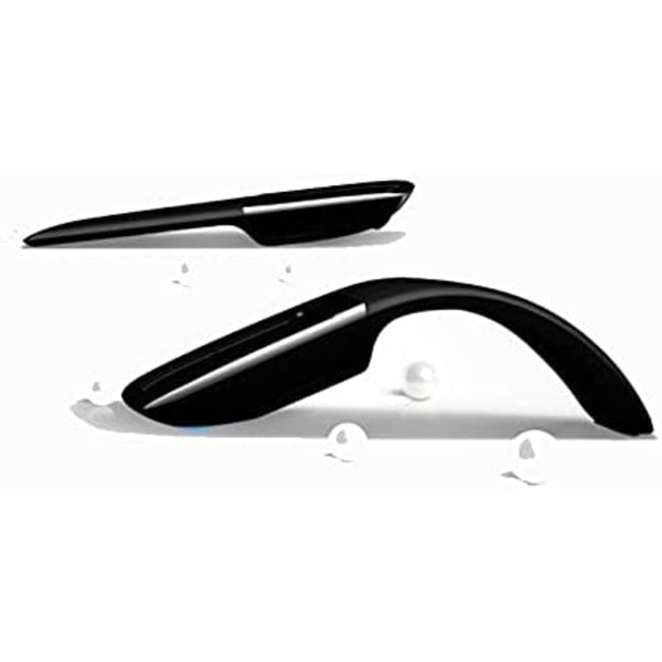 Mini Wireless Mouse Folding Arc Touch Mouse 2,4GHZ optisk datormus USB mottagare för Microsoft PC Laptop (svart)