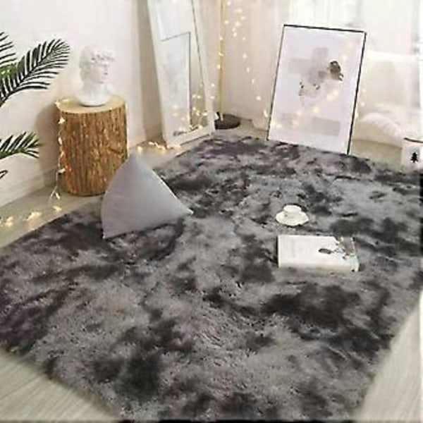 Stor plysset tæppe stue dekoration fluffy tæppe tykt soveværelse tæppe skridsikkert gulv blødt lounge tæppe ensfarvet tæppe (140X200cm(55X78.7In) hvid)