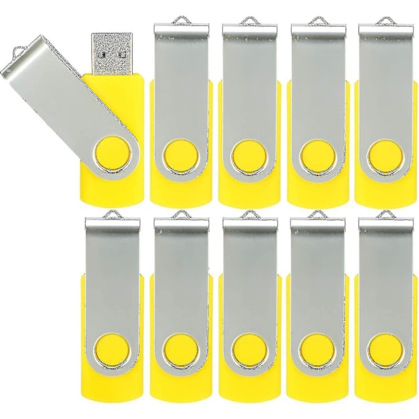 10-pack USB-minnen 2.0 - Vridbart minne - Fällbart lagringsutrymme - Hoppdisk - Zip-enhet - hy 10 Pack Gul 10 Pack Yellow 32GB