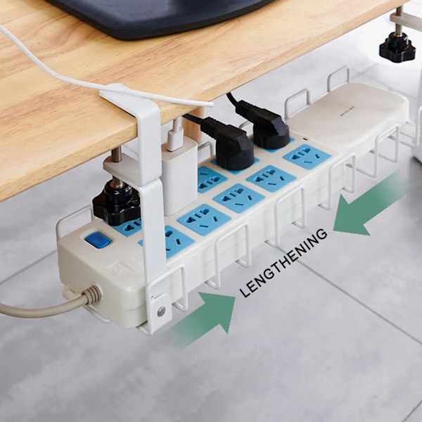 Työpöydän kaapelikanava, kaapelien hallinta, kaapelien järjestäjä, poraamaton kaapelikori, erittäin kestävä kaapeliteline työpöydän hallintaan (valkoinen)
