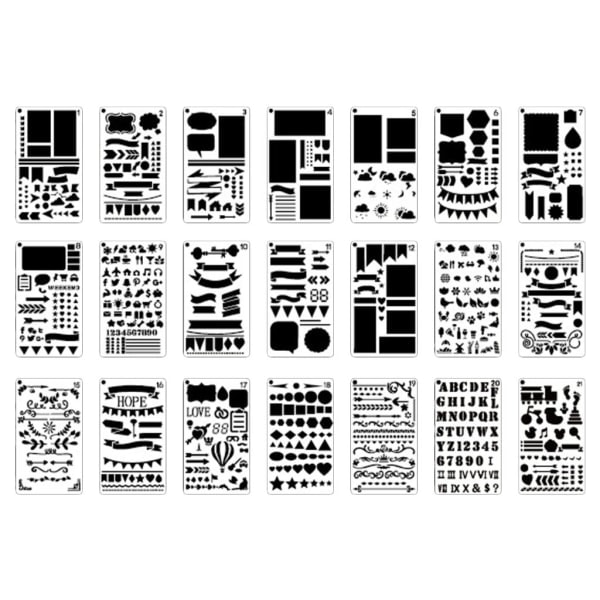 Bullet Journal Schabloner Set Ritningsmall Linjal DIY Målning Mall