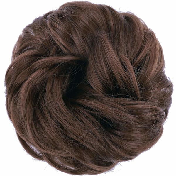 1 st Messy Hair Bun Hair Scrunchies Extension Curly Wavy Messy Syntetisk Chignon för kvinnor Updo Hairp 8#(Medium chestnut Brown)#