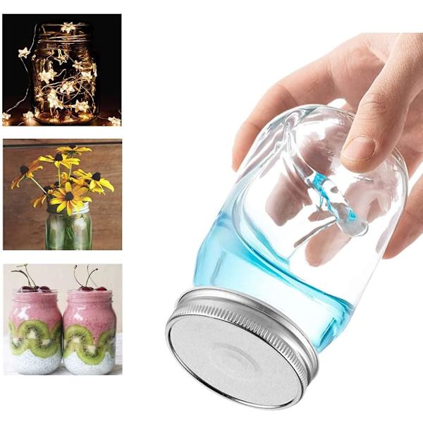 6-pack glasburkar med vanlig öppning, genomskinliga glasburkar med lock för försegling, torr mat, snacks, godis, gör-det-själv-projekt (16 oz)