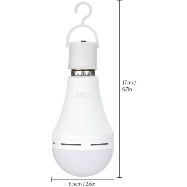 LED-pære 12W 60W AC100~240V Ekvivalent 6000K Utendørs Lysekrone Blackout Camping Hagefest 1 stk