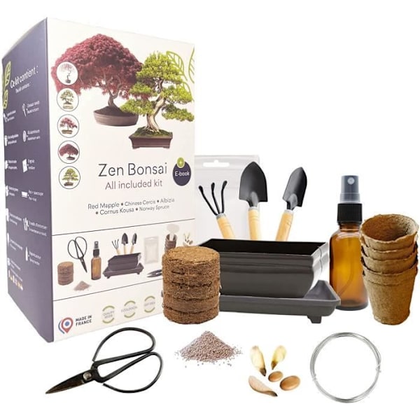 CULTIVEA Premium sett for å dyrke Bonsai Vedlikehold av din bonsai og planter Tråd, gjødsel, verktøy, rund saks, liten saks