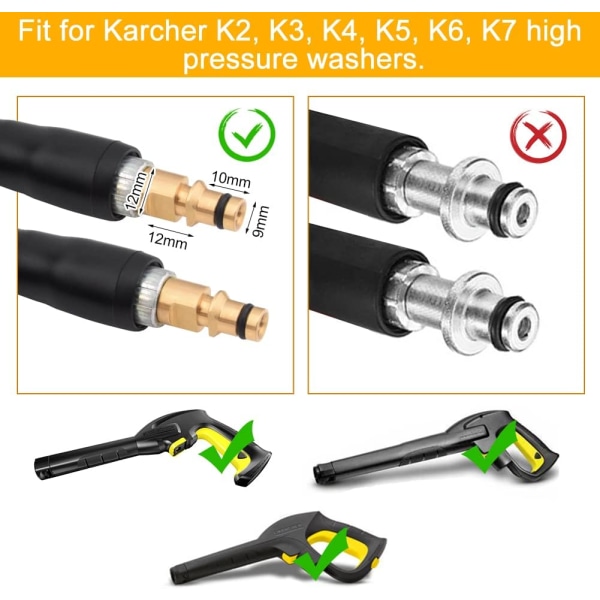 Högtrycksslang för Karcher K2 K3 K4 K5 K6 K7 högtryckstvätt, slang, koppling och snabbkoppling (8 m)