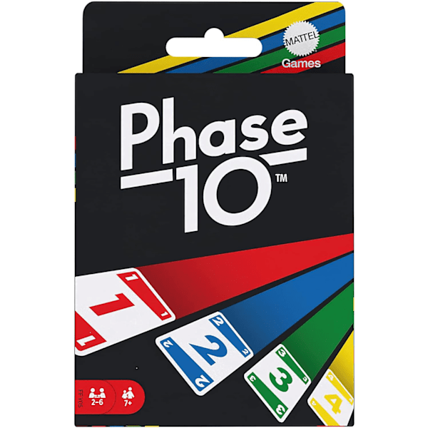 Mattel Games Phase 10 -korttipeli, rommia muistuttavia sarjoja, sisältää 108 korttia, kotikäyttöön.