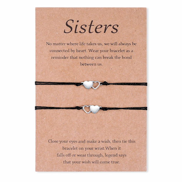 2-pack systerarmband i rostfritt stål, matchande armband, present till mamma och dotter, ihåliga hjärtarmband