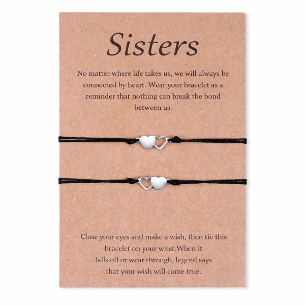 2 st systerarmband i rostfritt stål matchande armband presentför andra och dotter ihåliga hjärtaarmband