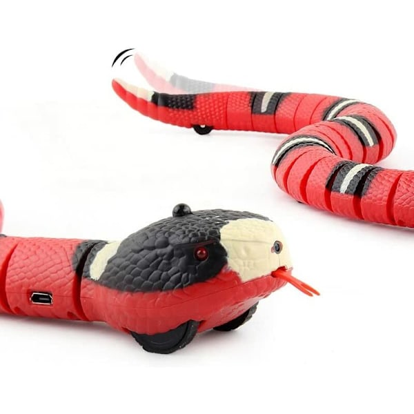 Interaktiv kattleksak, Smart Sensing Snake, rörlig, laddningsbar, känner automatiskt av hinder och flykt