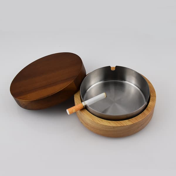 /#/Træaske med låg til ryger Rustfrit stål Foring Aske Tr/#/-FY-