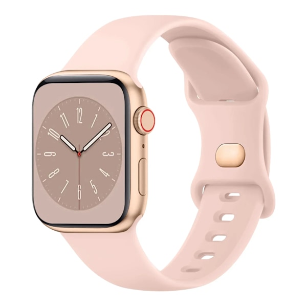 Mykt silikonarmbånd for Apple Watch 8 7 6 5 4 3 SE Rem for IWatch Ultra 49mm 45mm 41mm 40mm 44mm 38mm 42mm kloc Pink Sand