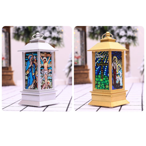 LED Julelys Jesus Religiøs Vindlampe for Julebord Hjem Soverom Kirke Dekor Nyttårsgave Nattlys Svart