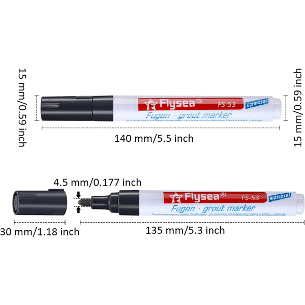 Kakelfogpennor Wall Grout Restorer Pen Repair Marker Grout Filler Penna för kök Golvvägg Kakelrestaurering (svart)