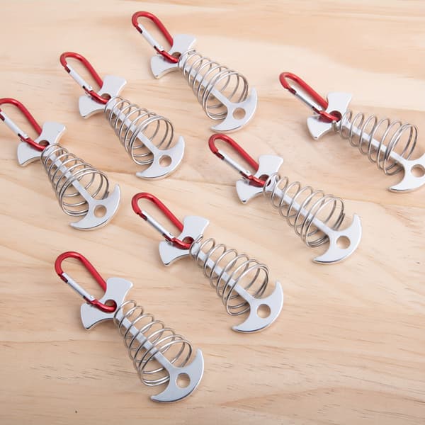 Vindtäta tältpinnar i aluminium (7-pack) – Campingfiskbensankare för säker rep- och däcksfixering 7pcs Red/Silver