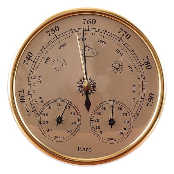 Barometer, väderstation med barometer och hygrometertermometer, 3-i-1 väggmonterad analog väderstation, för inomhus och utomhus