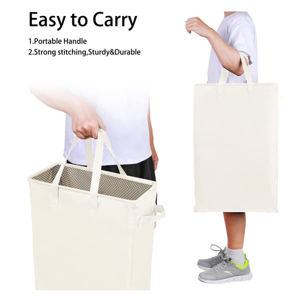 2-pack Slim Laundry Basket, Foldable Laundry Hamper, Thin Dirty Clothes Storage, Slim Foldable Laundry Bag, Space-Saving Basket-FY- Beige