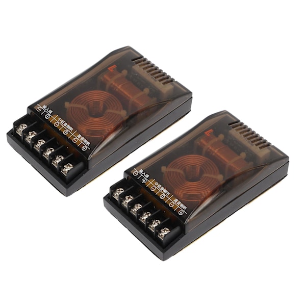 2 stk. 2-vejs bilstereo-crossover, universel 120 W 12 V, forbedrer bas, lydfrekvensdeler