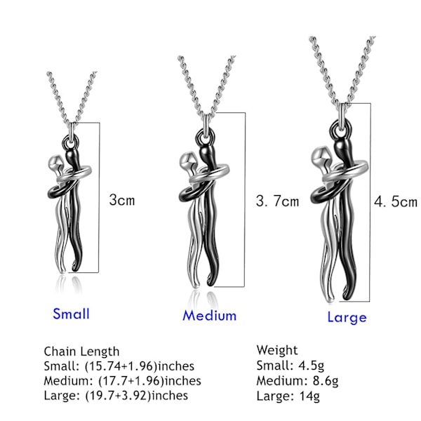 Personlig klemhalskjede for kvinner og menn, parhalskjede i rustfritt stål, Love You Forever-halskjede, størrelse Black
