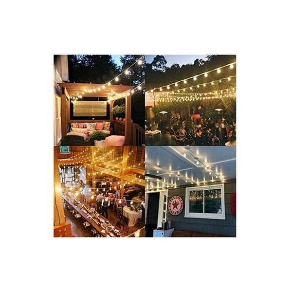 Edison String Lights Outdoor 7.6 m - Shatterproof Warm White Bulbs-FY-