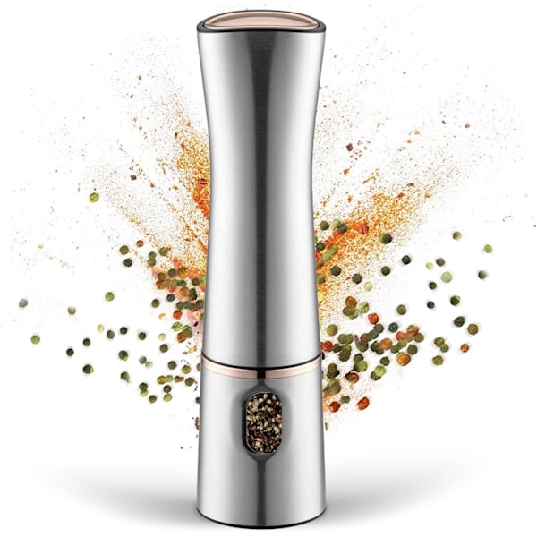 Elektrisk pepperkvern, krydderkvern i rustfritt stål, pepper, salt Y