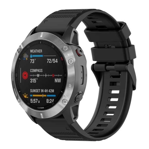 Ranneke Garmin-kelloille Fenix 6X/5X GPS/3/D2 Bravo silikoni Musta