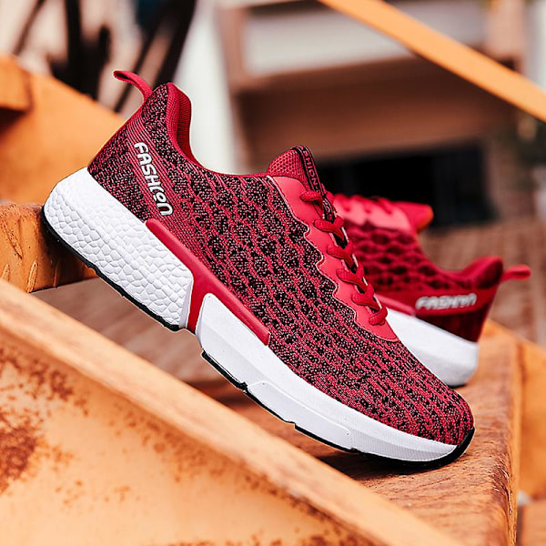 Herrsneakers Andningsbara löparskor Mode Damsportskor 04 Röd Red 46