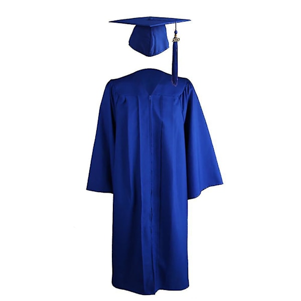 2022 Vuxen Dragkedja Stängning Universitet Akademisk Examen Klänning Robe Mortarboard Cap Safirblå Sapphire Blue XXXL