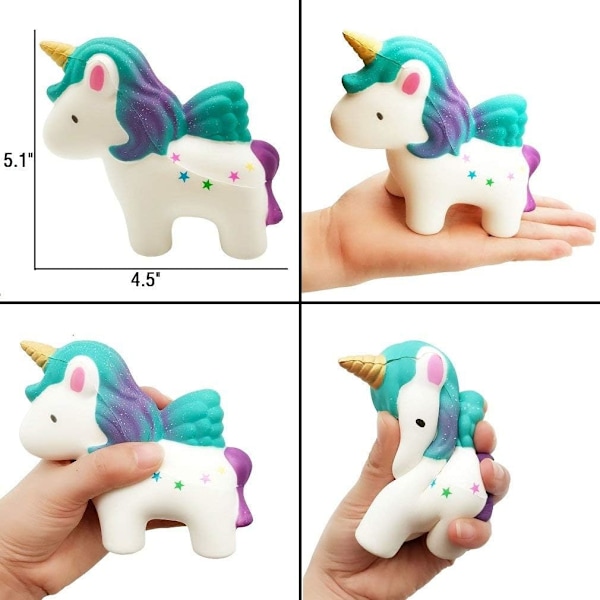 6 stk Squishies leketøy Jumbo Slow Rising Unicorn Horse, Cake, Unicorn