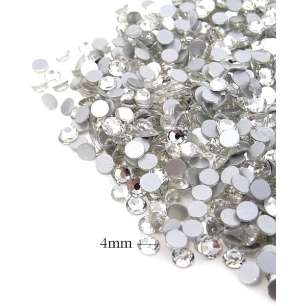 1440 stk 4 mm ss16 glitrende runde flatback strass krystaller, ikke-selvklebende