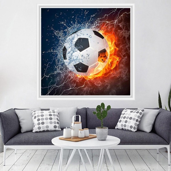 Fotball DIY Full Drill Rund 5D Diamantmaleri 30X30CM 30X30CM