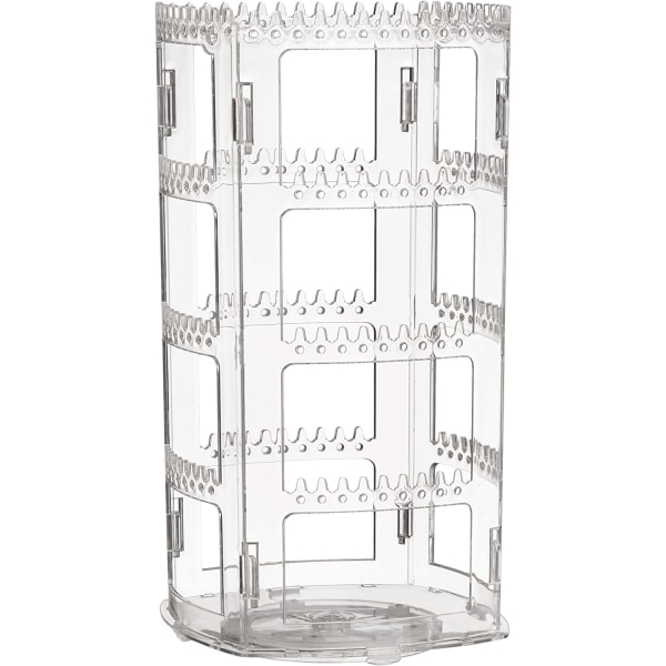 360 Rotating Clear Jewelry Organizer, 4 Tiers Jewelry Display Stand, 156 Holes and 160 Grooves for Jewelry Piercings