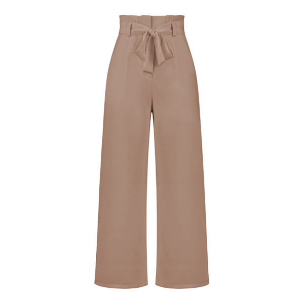 Damebukse, casual og allsidig bukse med belte, pendlerbukse, sommer lys brun M lys brun light brown m