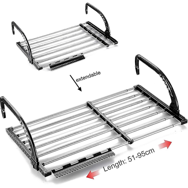 Radiator Torktumlare, Balkong Torktumlare, Vägg Torktumlare, Fällbar Torkställning, Rostfritt Stål, Utdragbar, Hängande Torktumlare (51-95 Cm), Vindtät