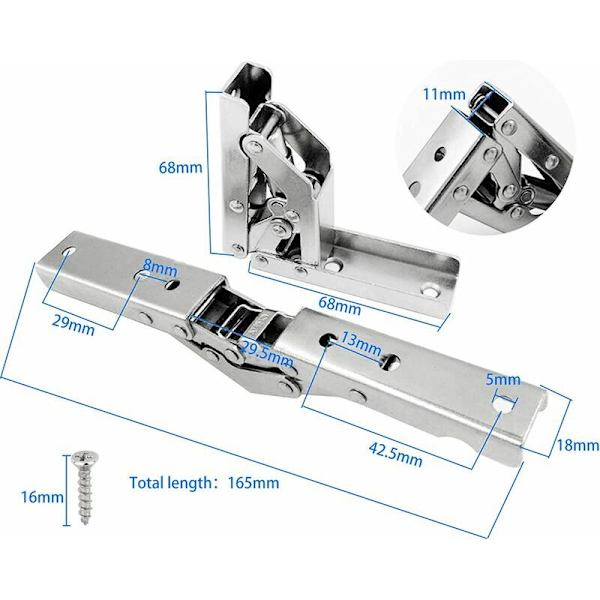 4 sammenleggbare hengsler 90 graders sammenleggbare hyllebeslag 180 grader full eller halv overlapping
