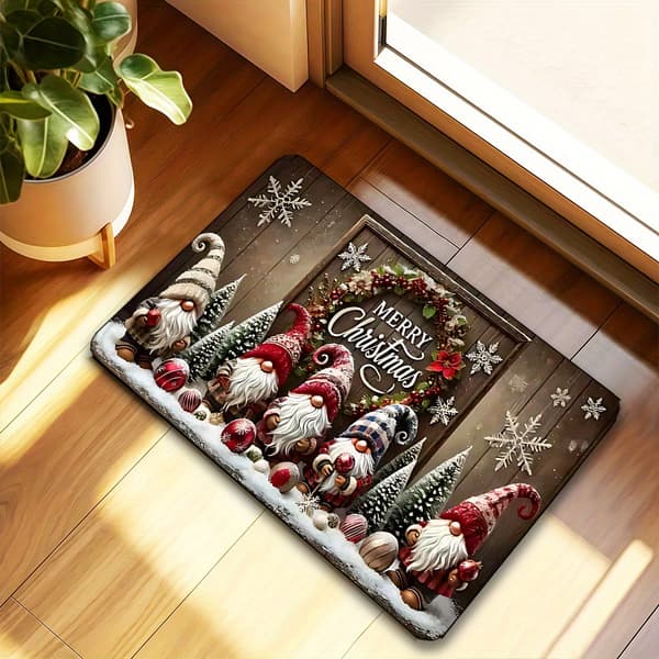 Julemanden skridsikker dørmåtte 40x60cm polyester maskinvaskbar 40x60cm