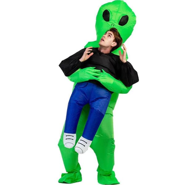 Oppusteligt grønt rumvæsenkostume til Halloweenfester og pranks