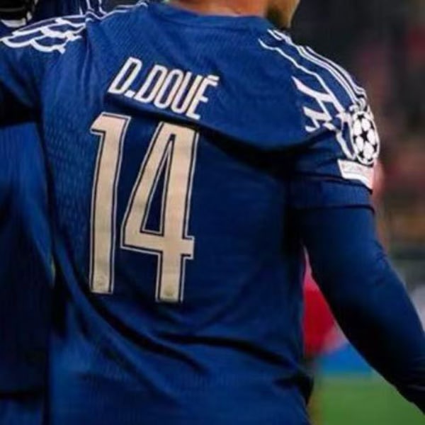 2025 UEFA Mestarien liigan finaali MVP Paris Borta 14 D.DOUE Pelipaita '-HJ-' XL