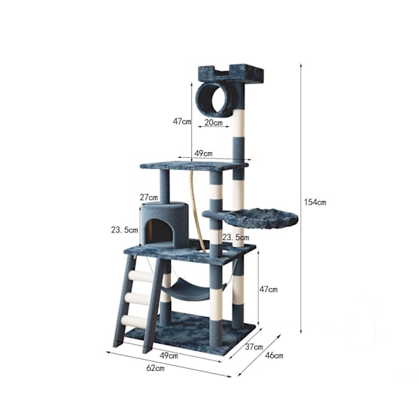 Kattetræ - 154cm - Kløsetræ / Kløsemøbler gray 12500