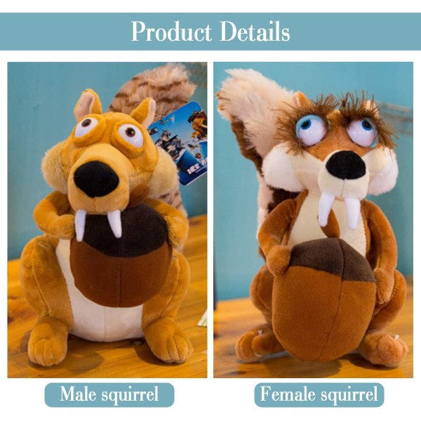 Djurdocka Ice Age Scrat-orava Pehmolelu Vauva (hanekorre, 10,6 tuumaa)