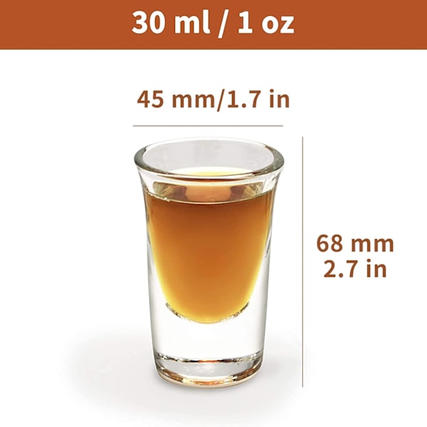 Shotglas 12 st 30 ml/10 oz shotglasbricka hållare rak, tjock bas klart glas för fest, klubb, bar, dryck – MJS-12 (12 st)