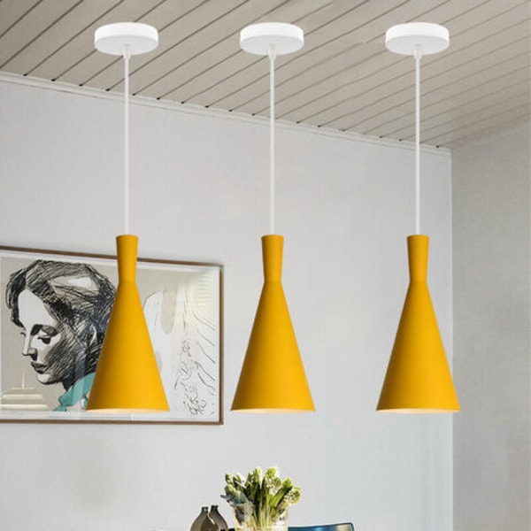 Creative Modern Pendel Lysekrone E27 Dekorativ Pendellampe Soverom Stue (Gul) - Gul