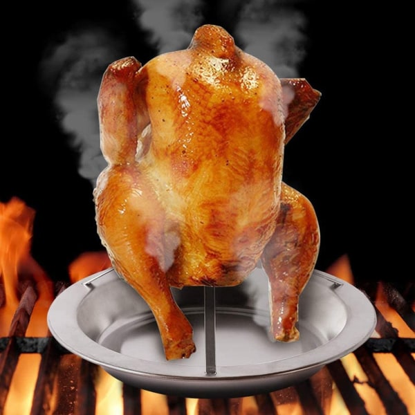 Vertikalt rostfritt stål Stek kycklingställ Robust grillpanna för ugn Matlagning grillverktyg