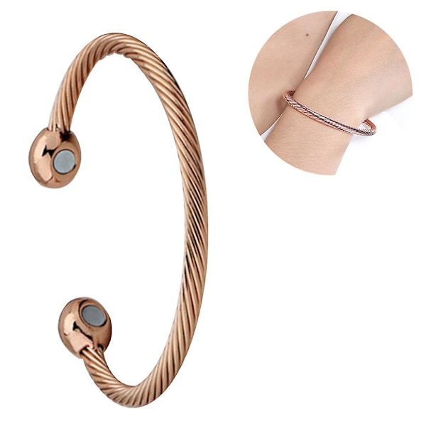 Magnetiskt koppararmband terapi artrit smärtlindring armband magnetiskt armband  (FMY) Rose gold