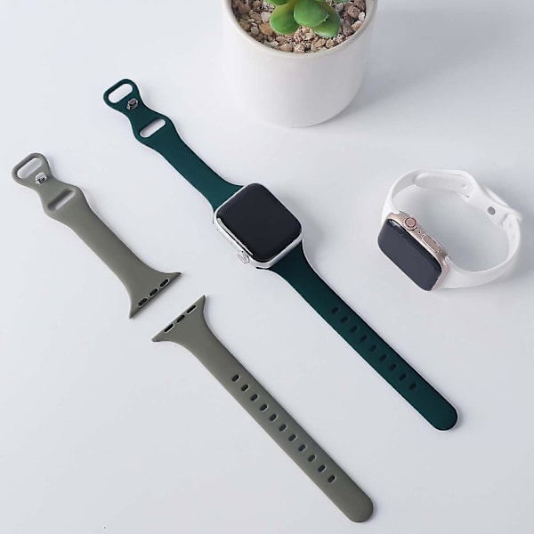 6-pack Tunna Silikonband Kompatibla med Apple Watch Band 38mm 40mm 41mm 42mm 44mm 45mm Sport Slim Ersättningsband Tunnt Armband för iWatch Serier