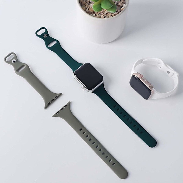 Pakkaus Tunna Silikonranneke Yhteensopiva Apple Watch -Rannekkeen kanssa 38mm 40mm 41mm 42mm 44mm 45mm Sport Slim Vaihtohihnaksi Ohut Ranneke iWatchille