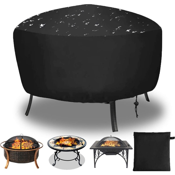 Round Fire Pit Protection Cover, Waterproof, Windproof, UV-Resistant Oxford Fabric 80 x 40 cm for Oven, Dining Table, Chairs, and Garden